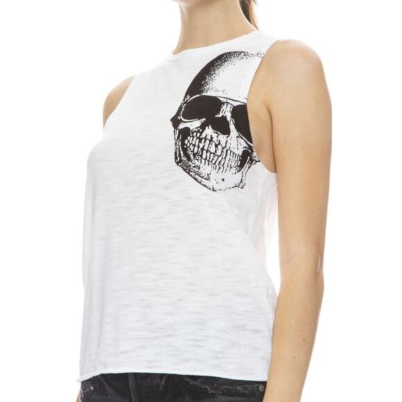 Skull Cashmere Muscle Tank with Skull Print in White size Small - Picture 3 of 9
